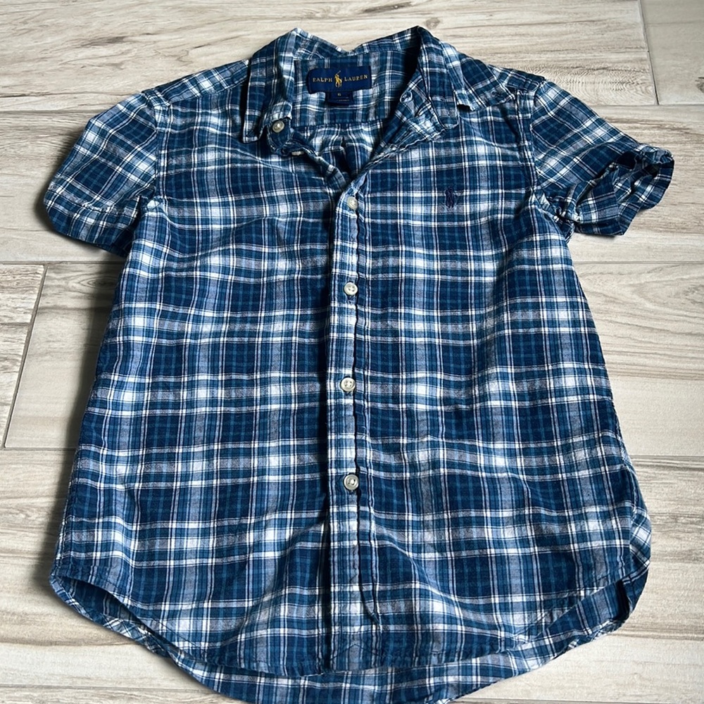 • Ralph Lauren plaid button down shirt, 6 •